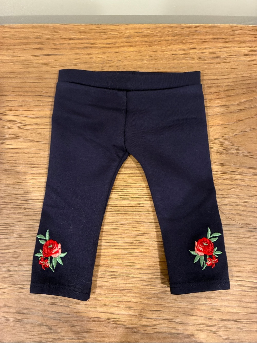 American Girl x Janie and Jack Navy and Embroidered Rose Leggings